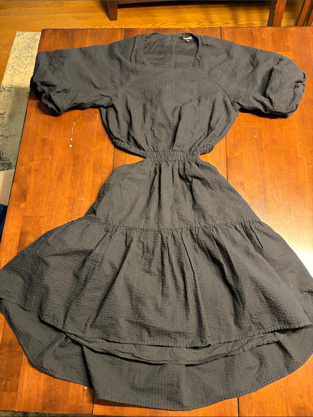 Madewell Black Textured High-Low Midi Dress
